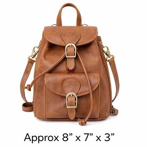BAGODA Brown Leather Mini Backpack Convertible Crossbody